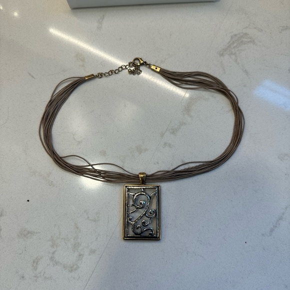 Gorgeous Mix Metal Multi Strand Necklace Beige Gold Silver Handmade 20” - Picture 8 of 10